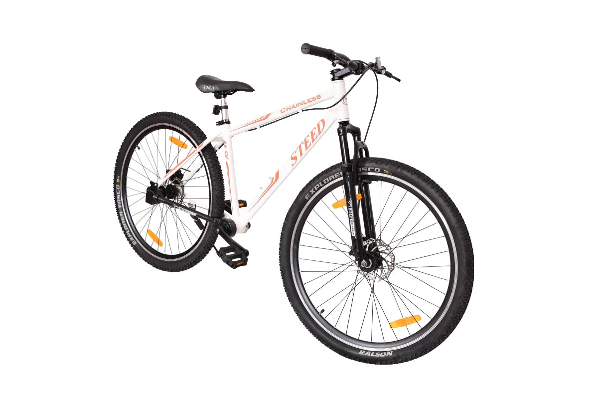 Buy Chainless Bicycle Steed AS-48 Single Speed Suspension Fork White with Orange
